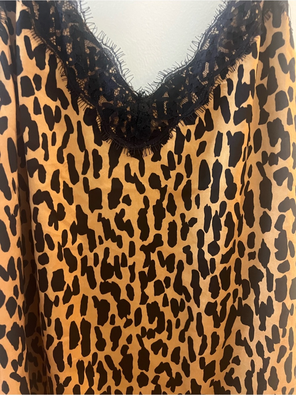 Nordstrom Leopard-Print Lace-Trim Cami - Black & Brown - Picture 2 of 9